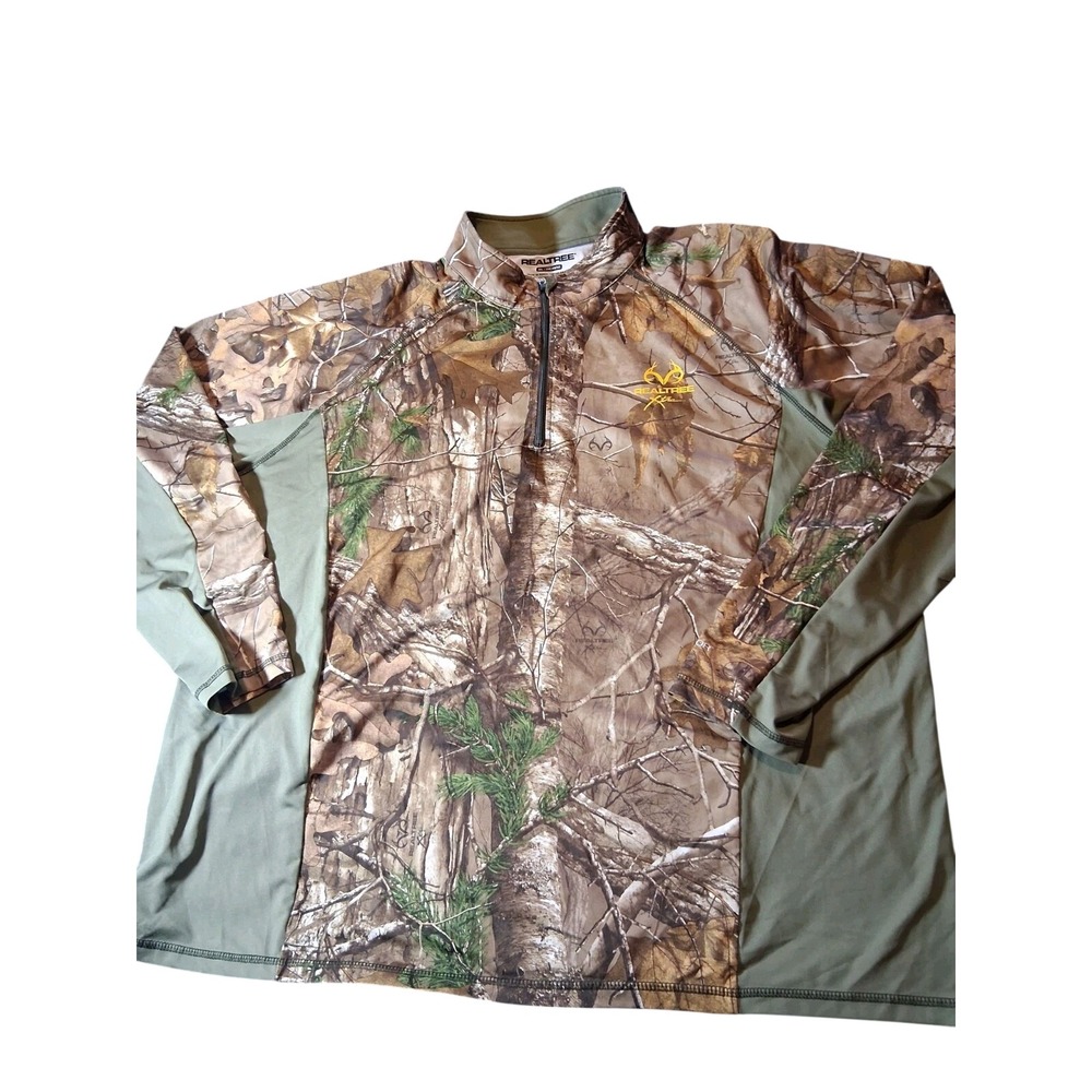 RealTree Xtra Camo Jacket Men's Size 2XL Polyester Brown Camo 1/4 Zip Closure